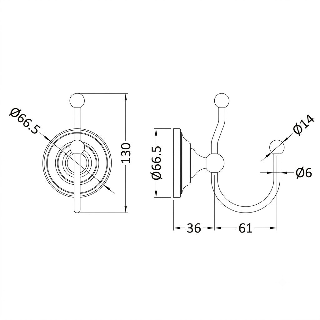 Premier Double Robe Hook - Chrome