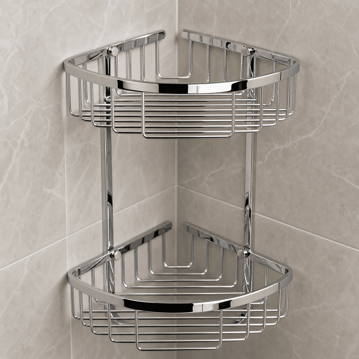 Savelle Large 2 Tier Corner Basket  - Chrome