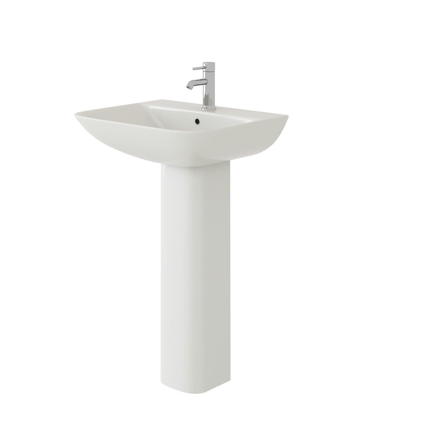 Venice Basin with Pedestal - 1 TH - White