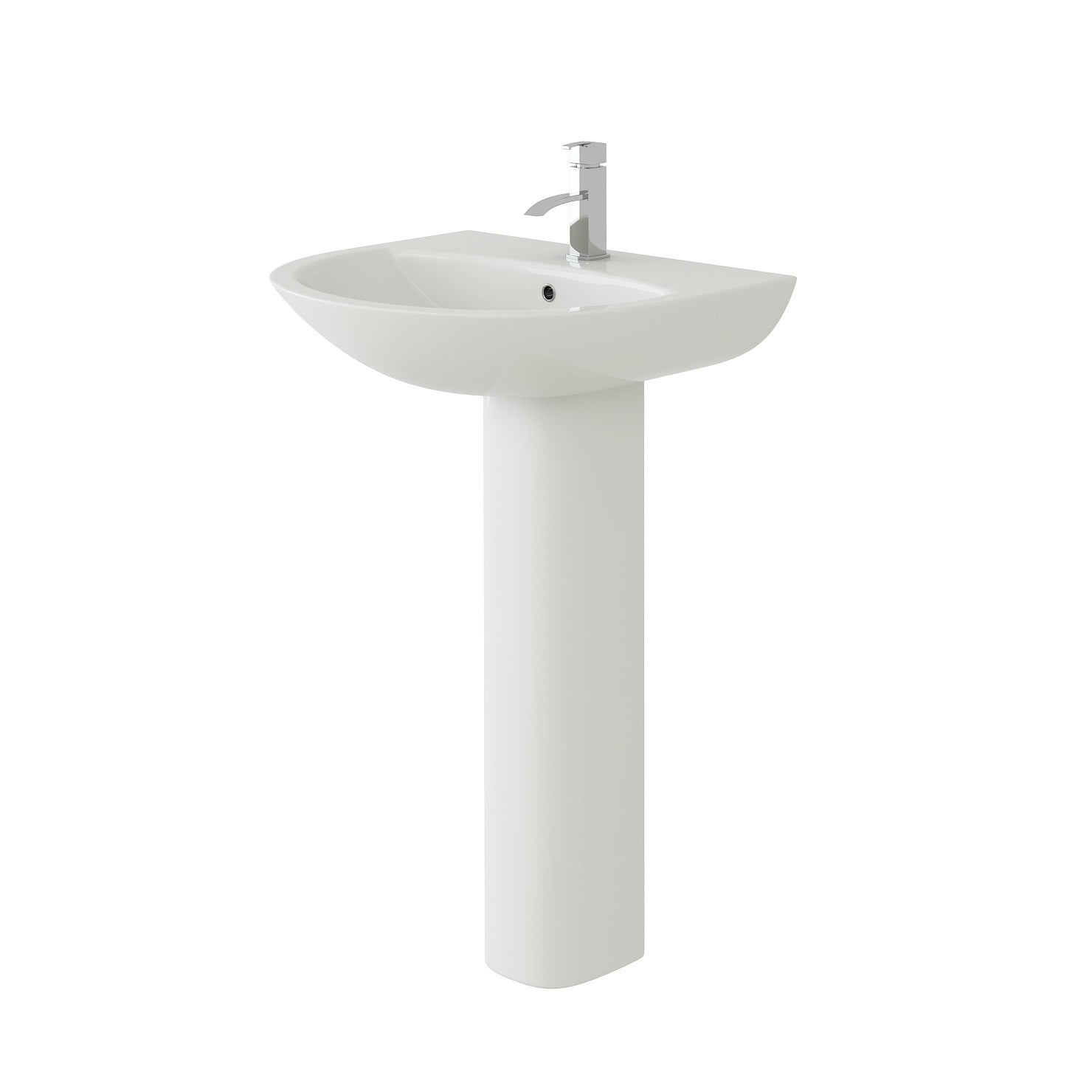 Palma Round Basin with Pedestal - 1 TH - White