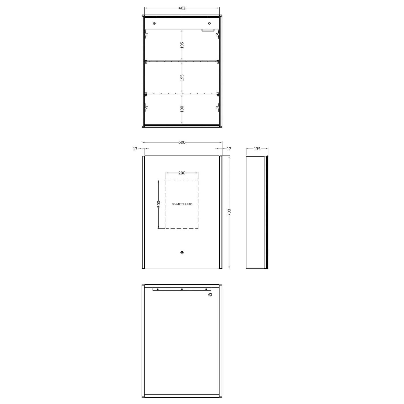 Root Non Illuminated Mirror Cabinet - 700mm x 500mm