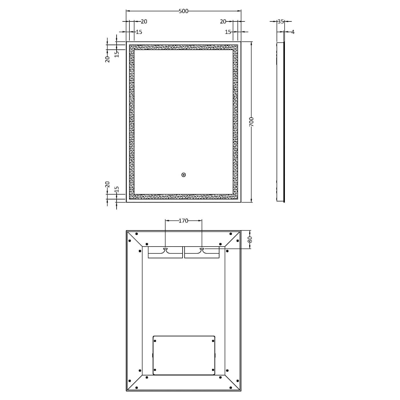 Forma Rectangular LED Touch Sensor Illuminated Mirror - 700mm x 500mm