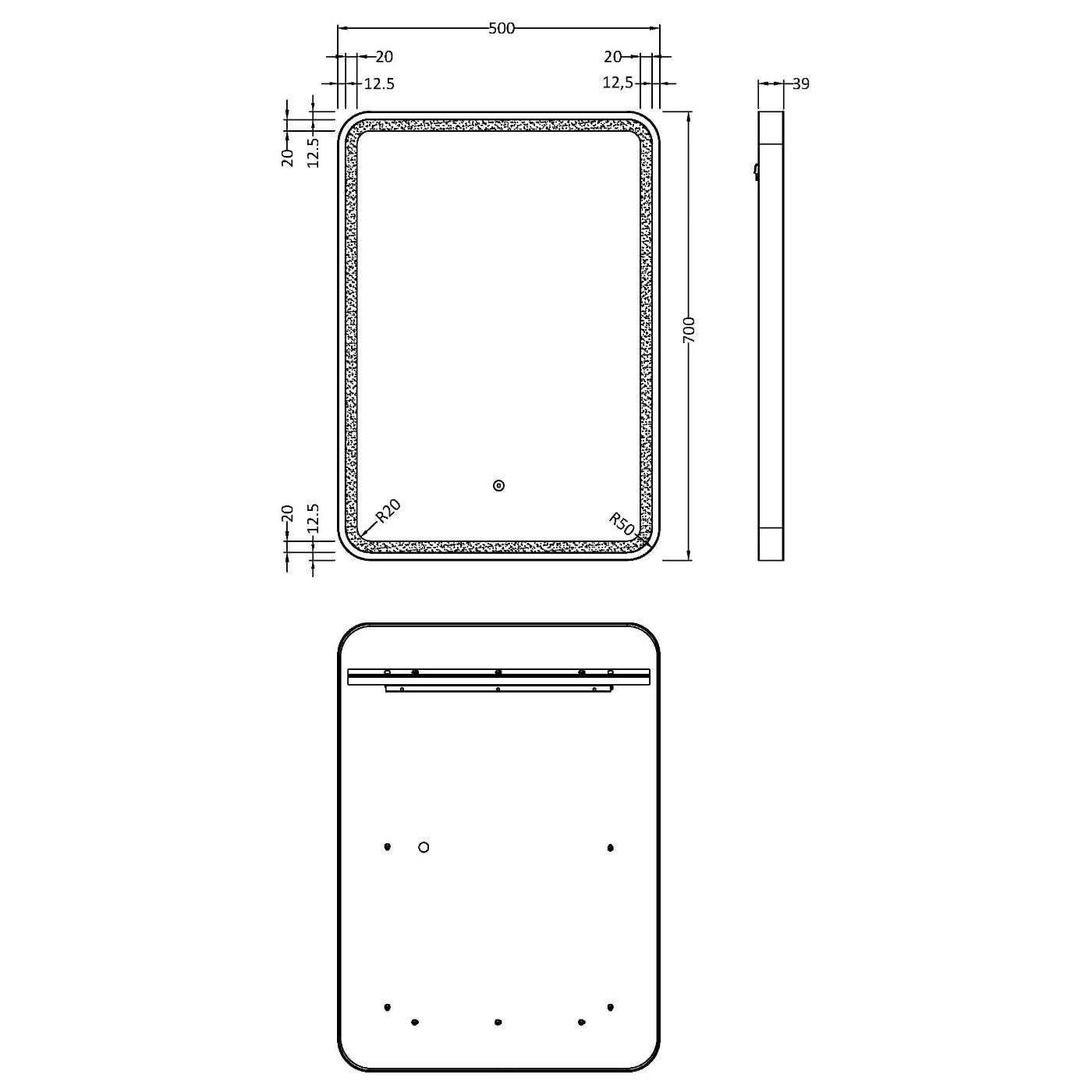 Harmony Framed Rectangular Illuminated Mirror - 700mm x 500mm