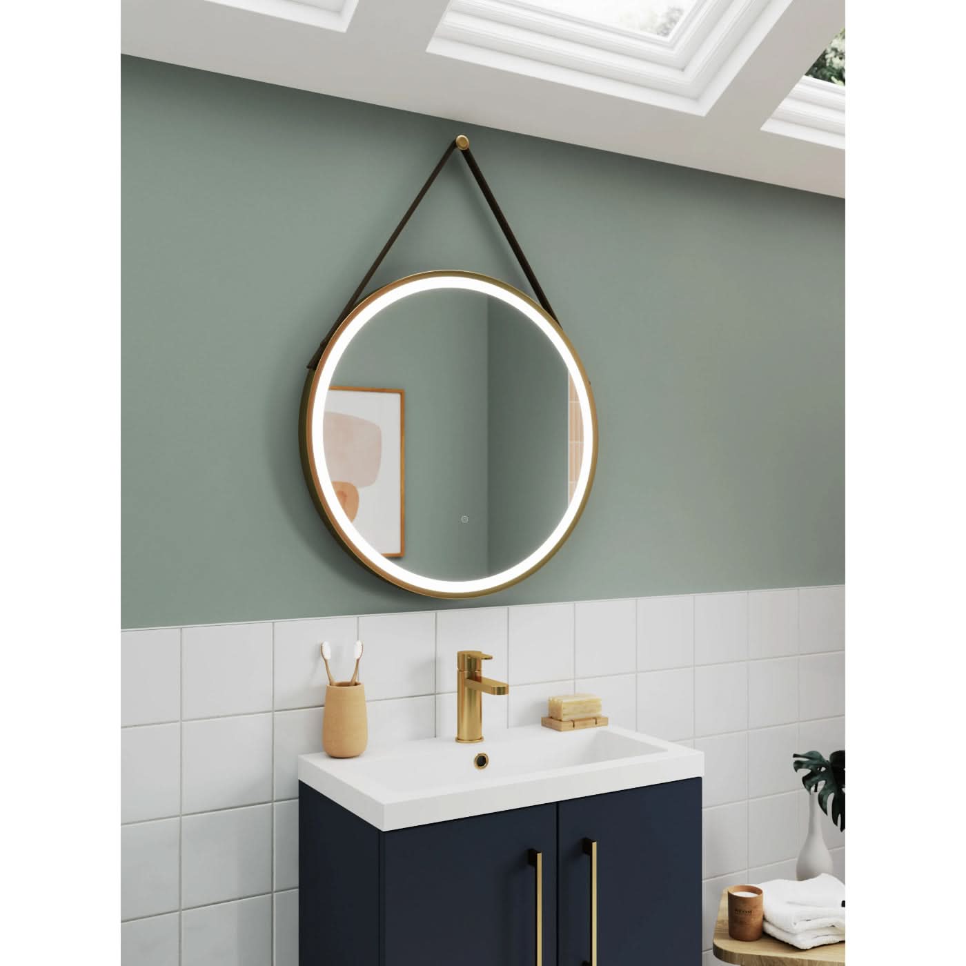 Aria Round Touch Sensor Framed Illuminated Mirror