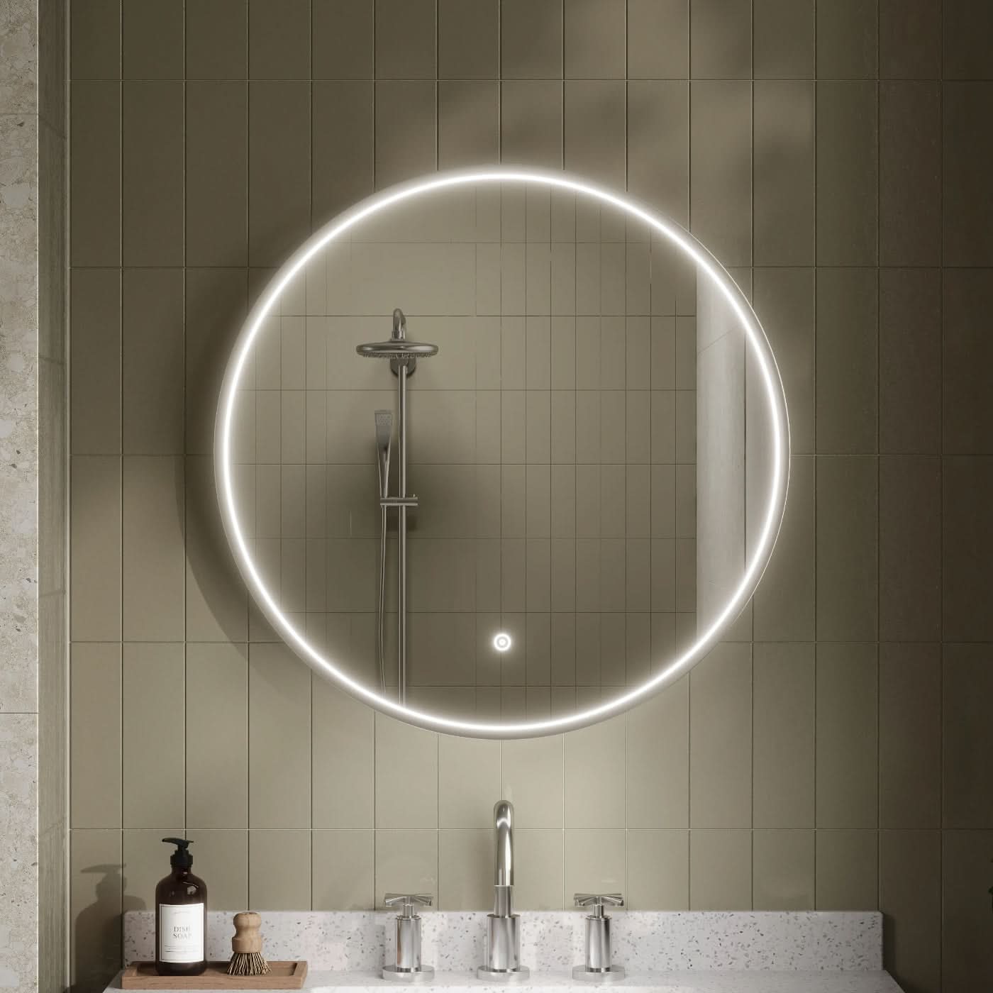 Vertex Inset Frame Round Illuminated Mirror