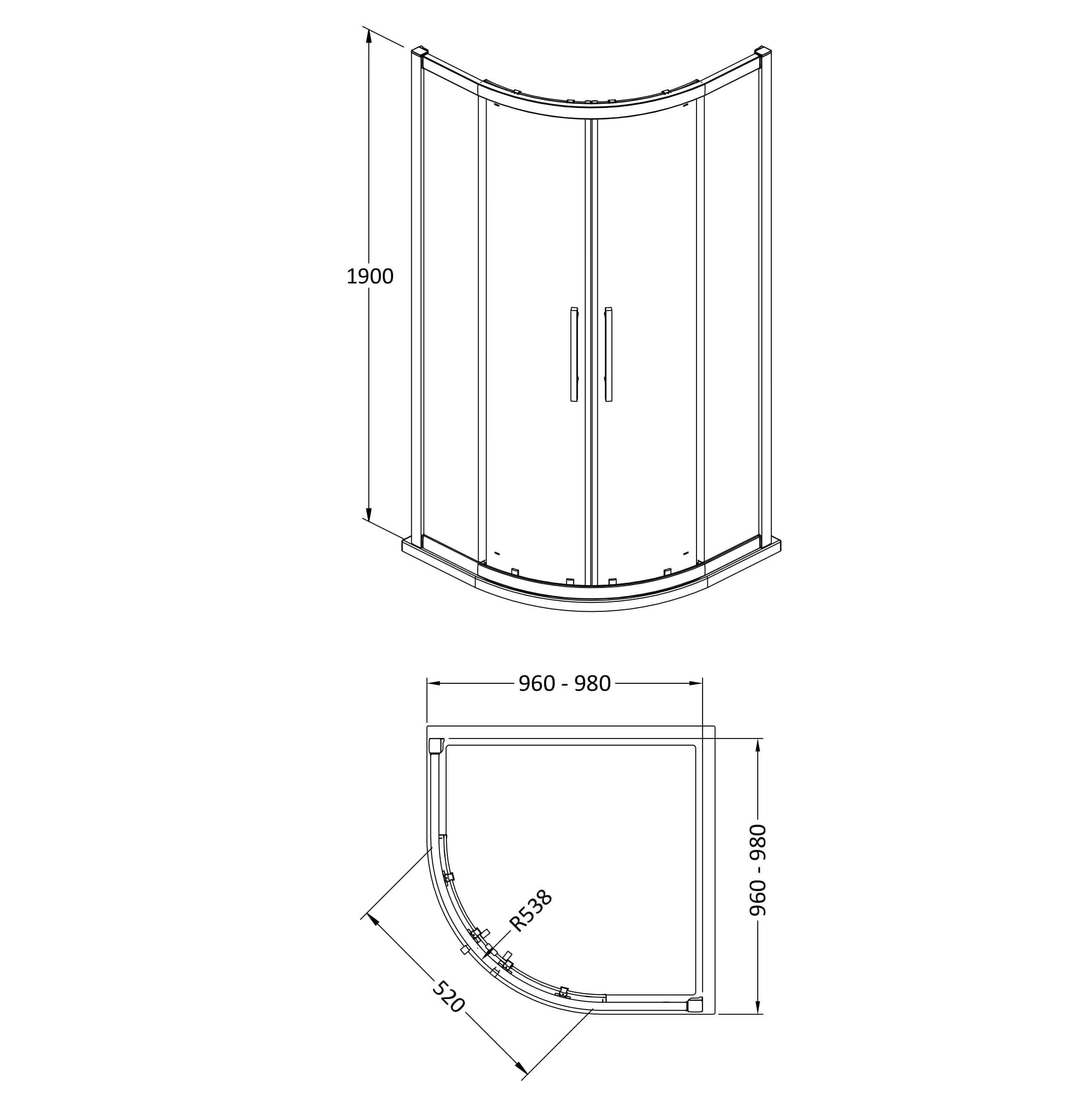 Oasis 8mm Glass Quadrant Shower Enclosure