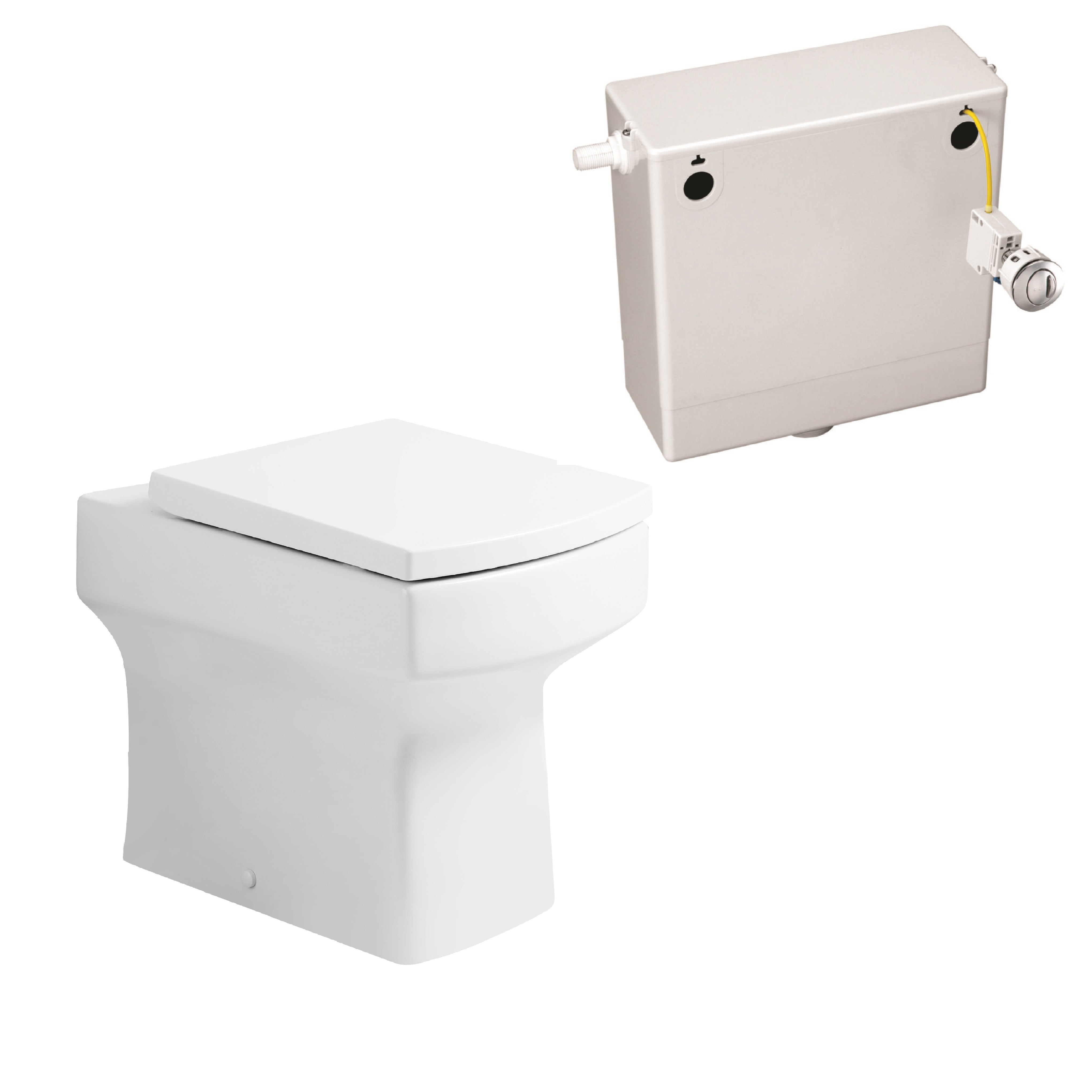 Messina Modern Back To Wall Toilet With Soft Close Seat & Concealed Cistern Option - White