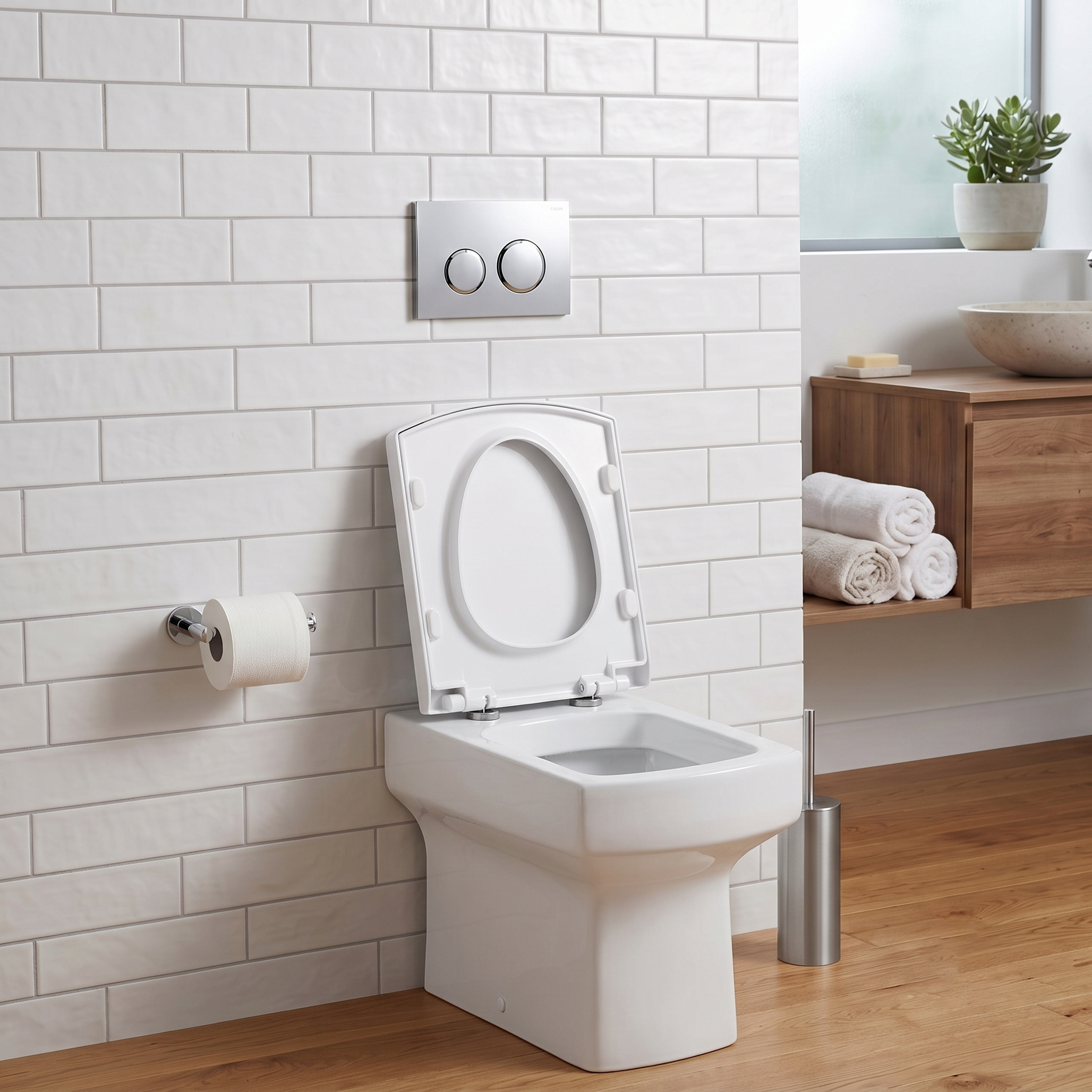 Messina Modern Back To Wall Toilet With Soft Close Seat - White