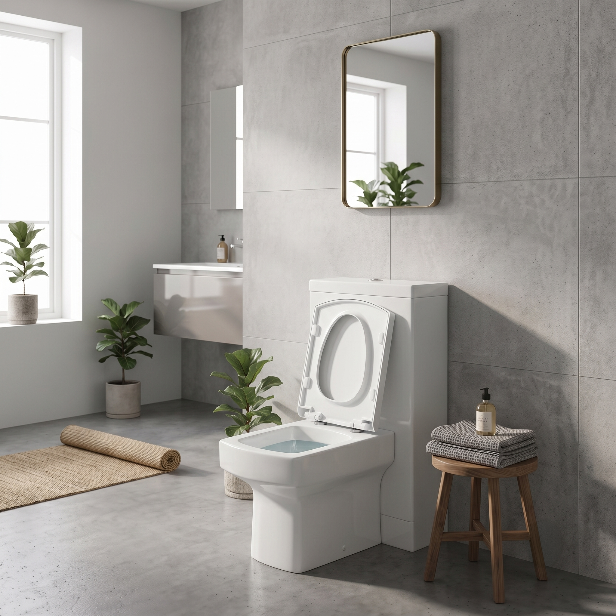 Messina Modern Back To Wall Toilet With Soft Close Seat - White