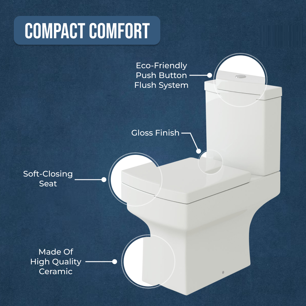 Messina  Close Coupled Toilet with Soft Close Seat & Cistern - White
