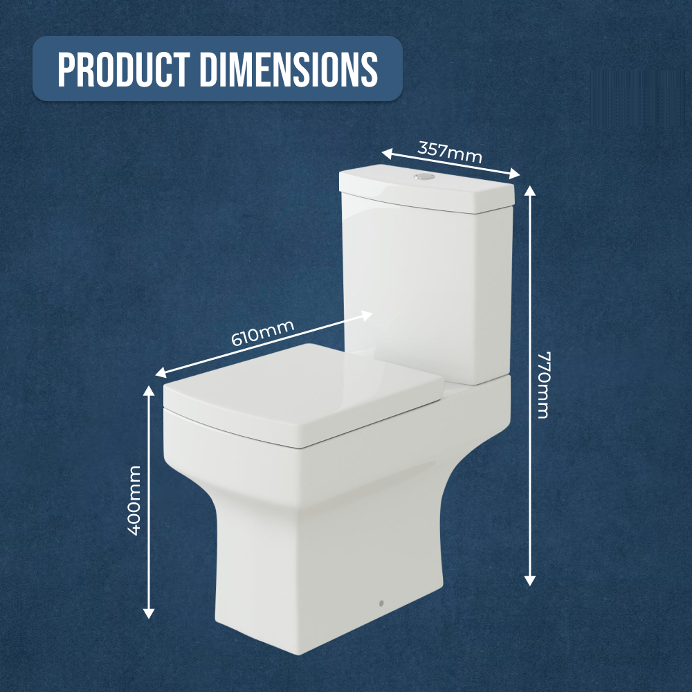 Messina  Close Coupled Toilet with Soft Close Seat & Cistern - White