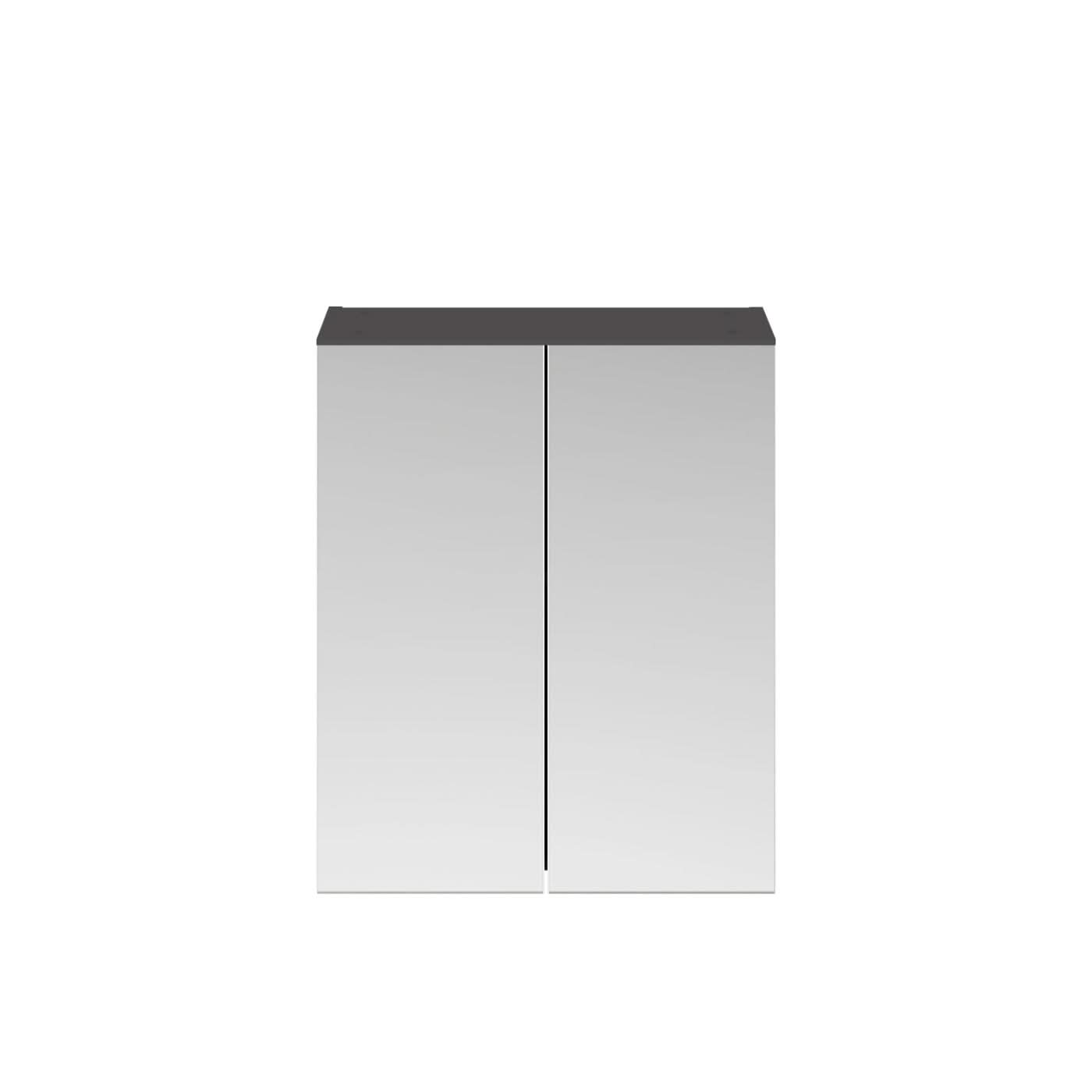 Zenith Non LED Touch Sensor Illuminated Mirror Cabinet 50/50 - 713mm x 600mm - Gloss Grey