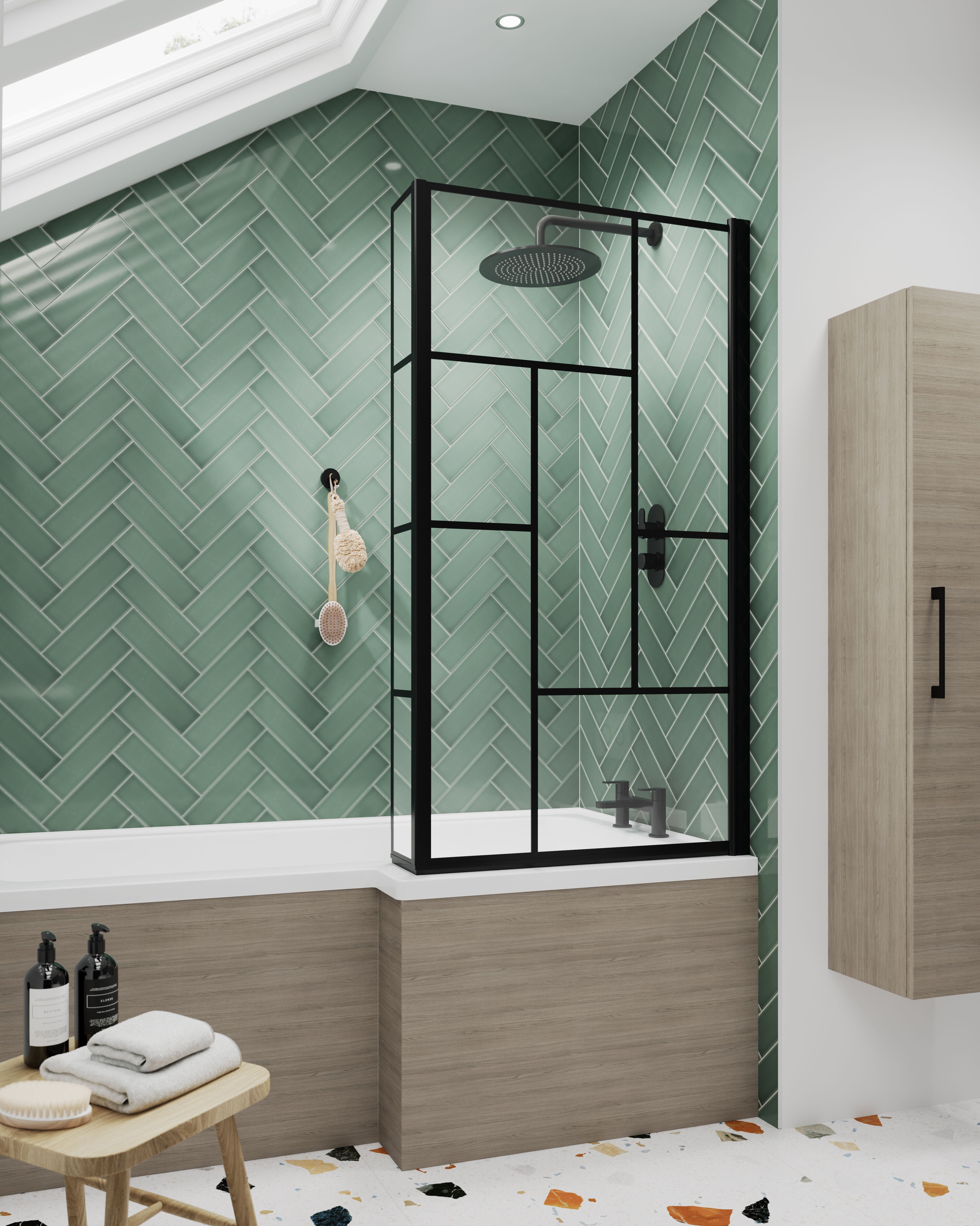 Crosswater L-Shaped Square Shower Bath Front Panel - 1700mm