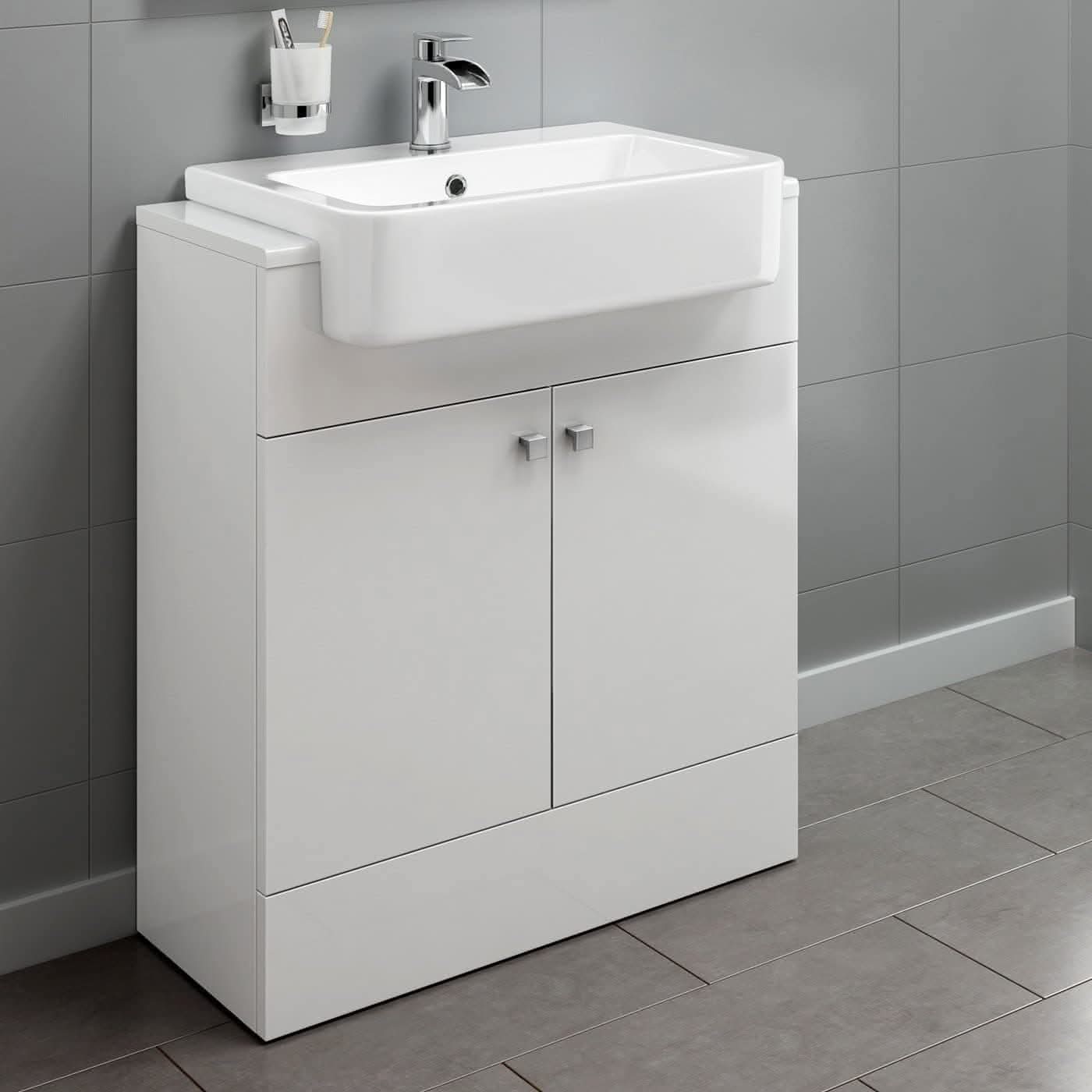 Harper 2 Door Floorstanding Vanity Unit With Semi Recessed Basin - 660mm x 800mm