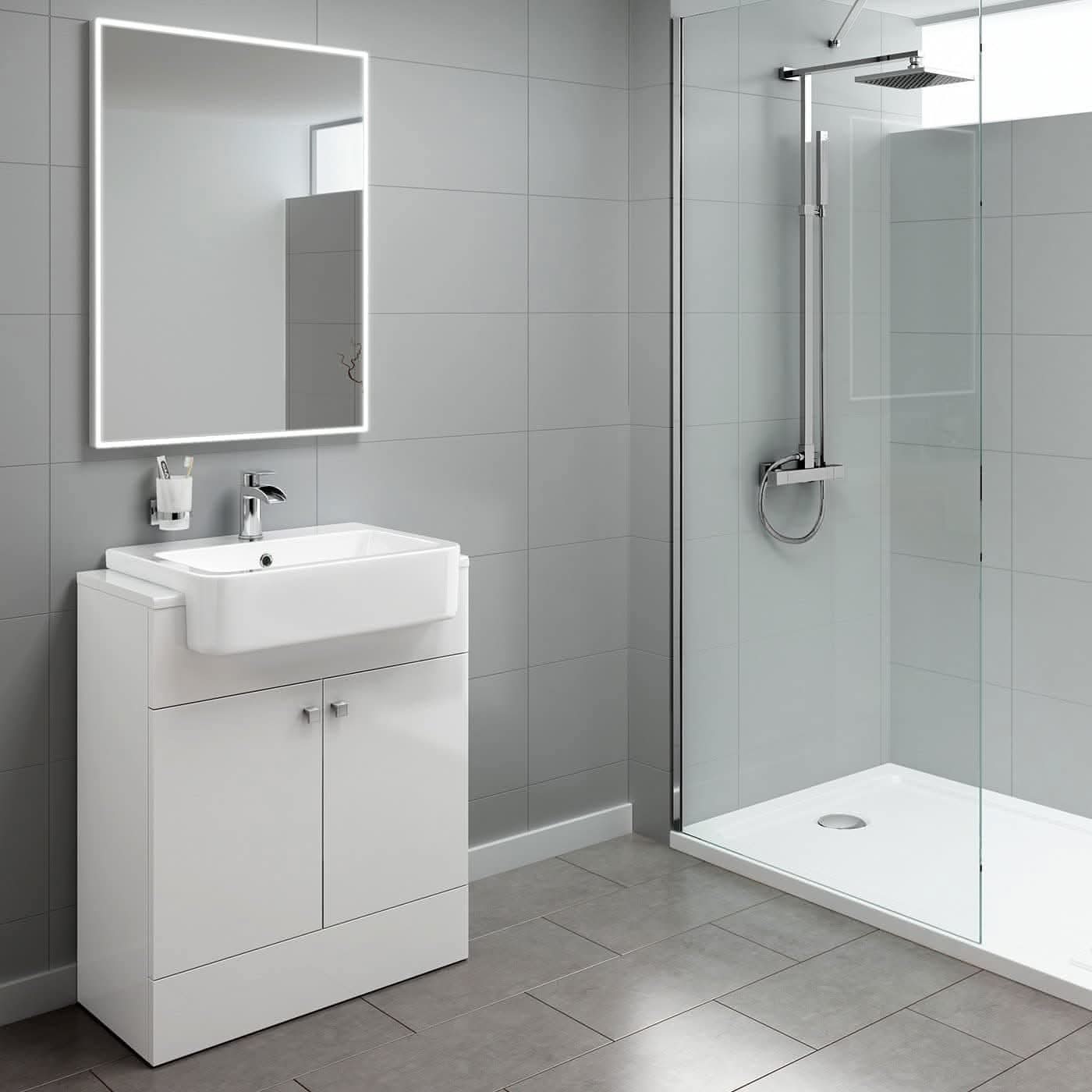 Harper 2 Door Floorstanding Vanity Unit With Semi Recessed Basin - 660mm x 800mm