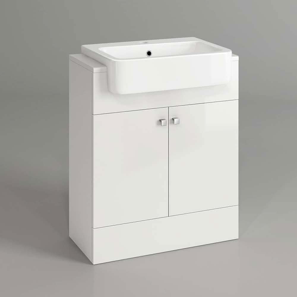 Harper 2 Door Floorstanding Vanity Unit With Semi Recessed Basin - 660mm x 800mm
