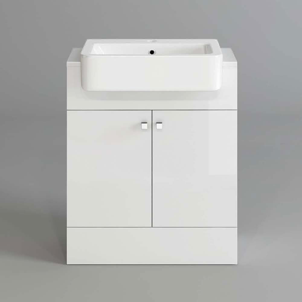 Harper 2 Door Floorstanding Vanity Unit With Semi Recessed Basin - 660mm x 800mm