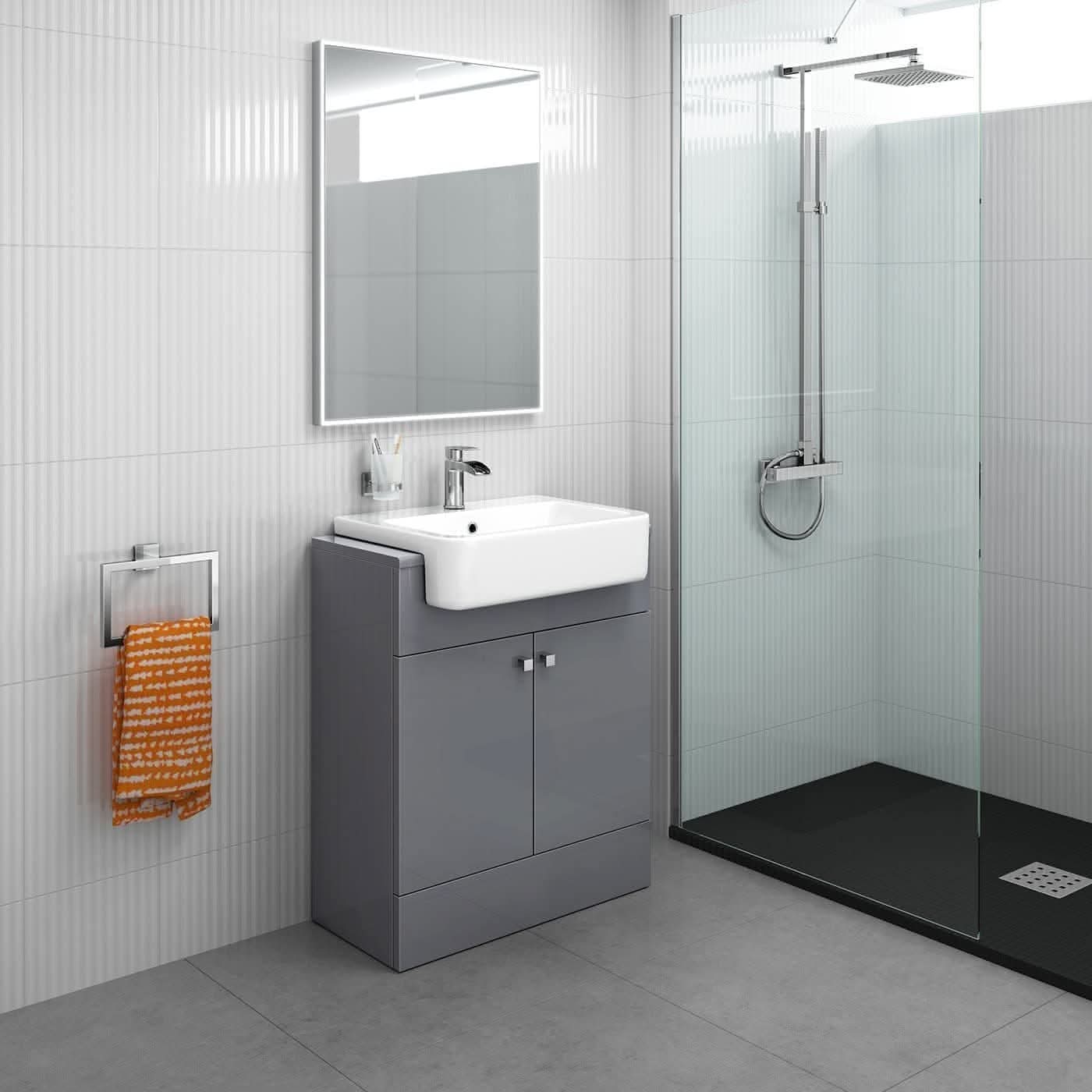 Harper 2 Door Floorstanding Vanity Unit With Semi Recessed Basin - 660mm x 800mm