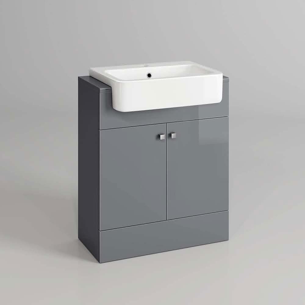 Harper 2 Door Floorstanding Vanity Unit With Semi Recessed Basin - 660mm x 800mm