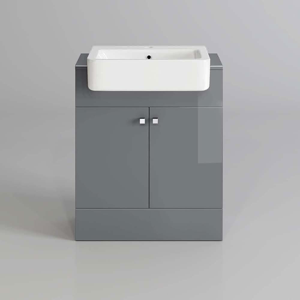 Harper 2 Door Floorstanding Vanity Unit With Semi Recessed Basin - 660mm x 800mm