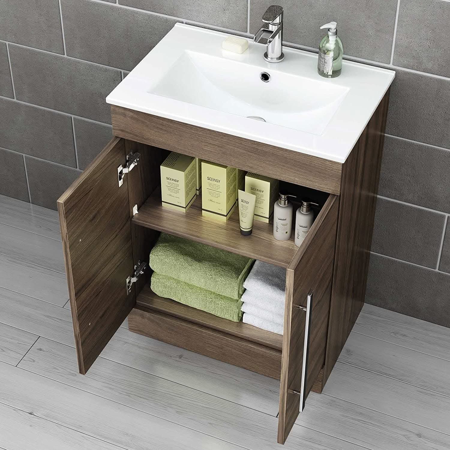 Avon 2 Door Floorstanding Vanity Unit With Basin - 615mm x 815mm - 1 Tap Hole