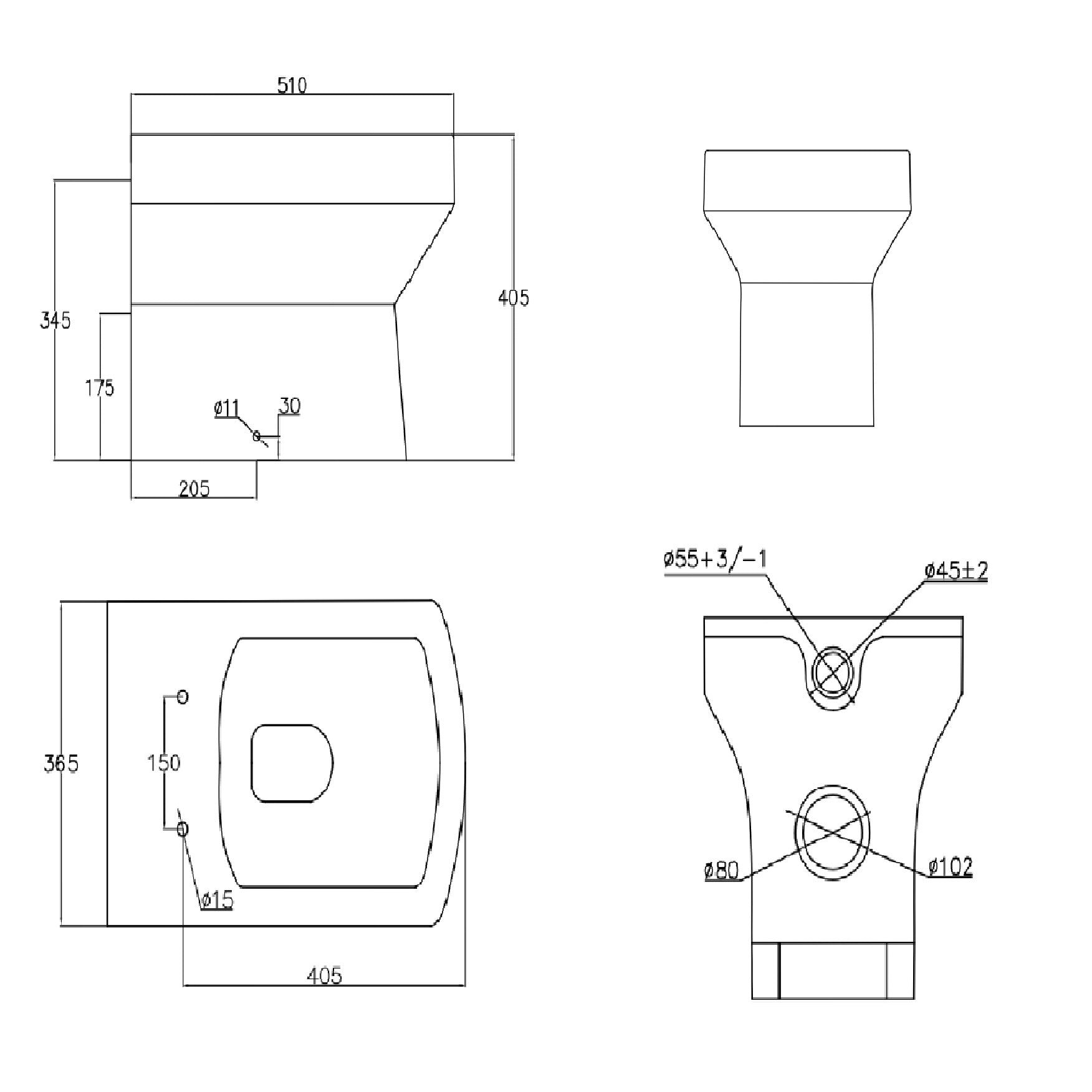 Messina Modern Back To Wall Toilet With Soft Close Seat & Concealed Cistern Option - White