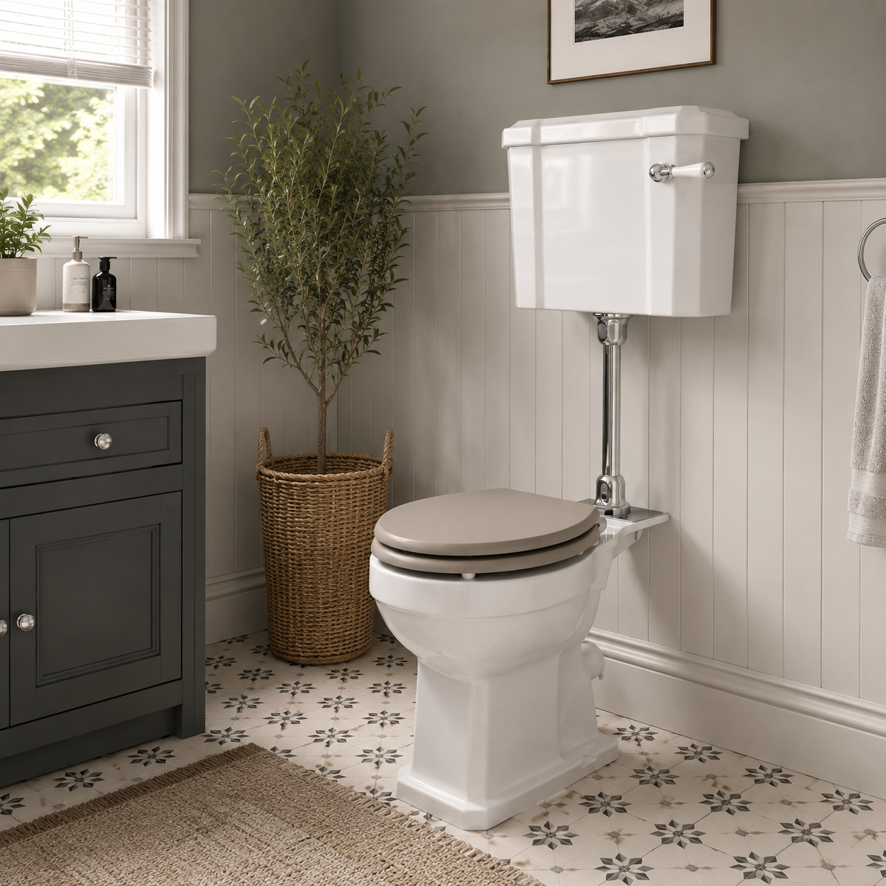 Classique Comfort Height Medium Level Toilet With Cistern, Seat & Flush Pipe Kit - White