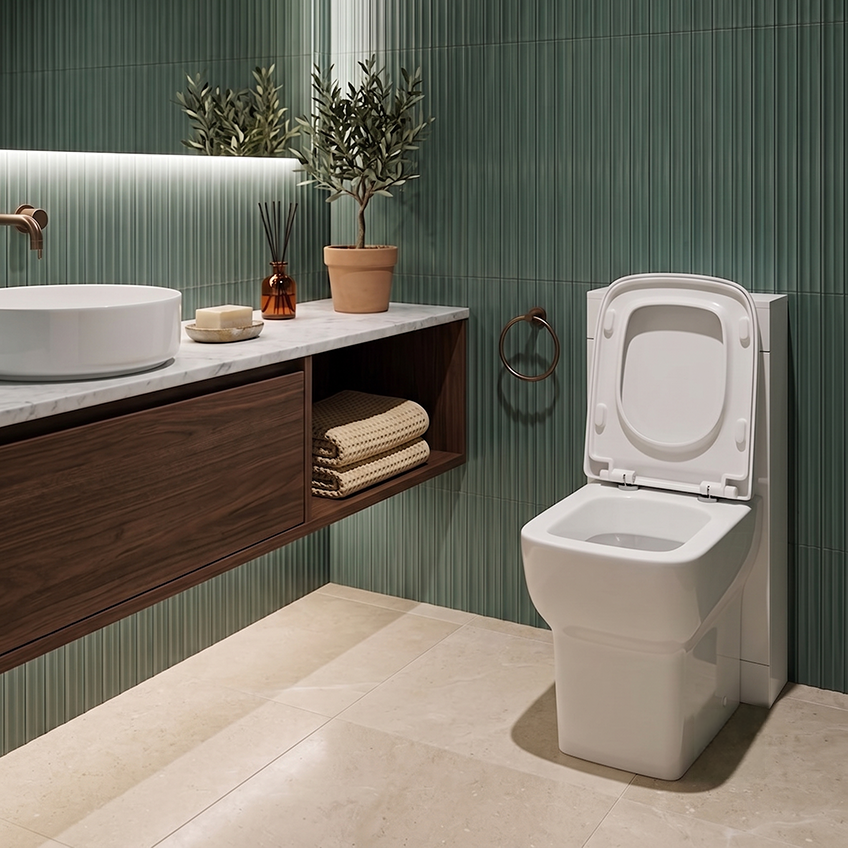 Naples Short Projection Back to Wall Toilet With Soft Close Toilet Seat - White