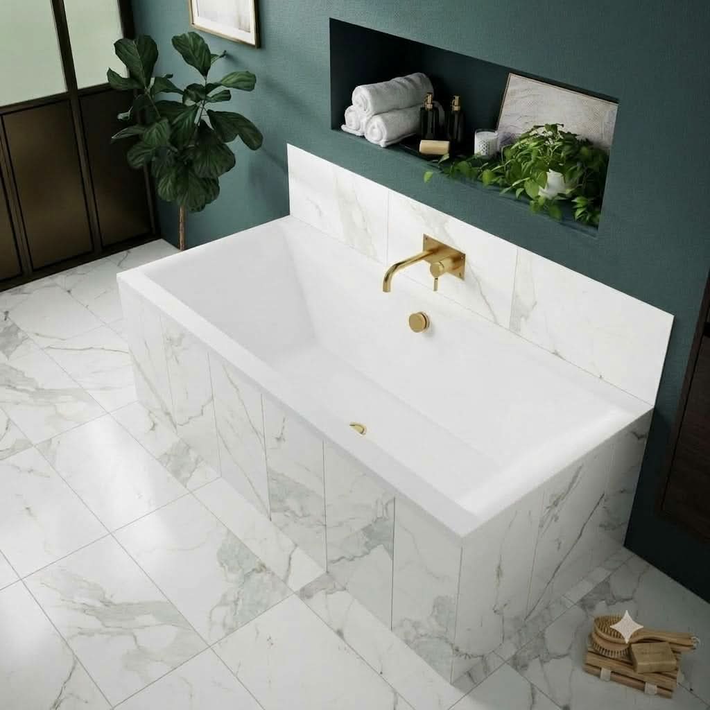 Harrington Straight Double Ended Rectangular Bath With Legs - White