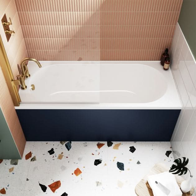 Echo Round Straight Single Ended Bath with Legs - 1700mm x 700mm - White