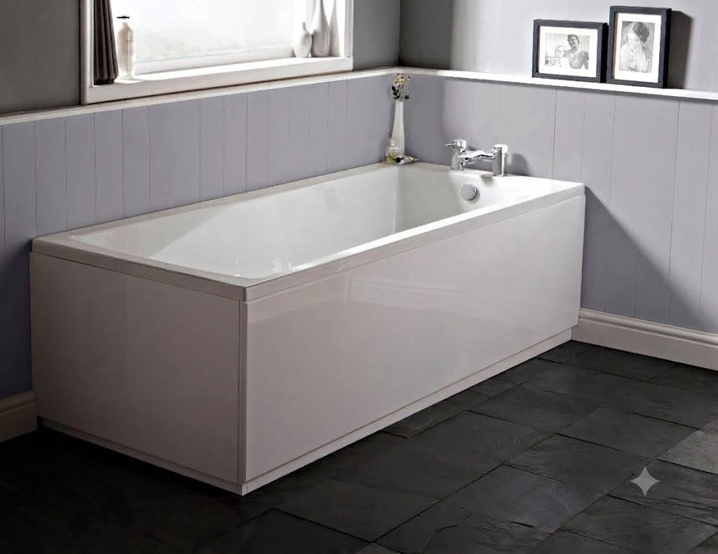 Boynton Straight Single Ended Rectangular Bath With Legs - European White