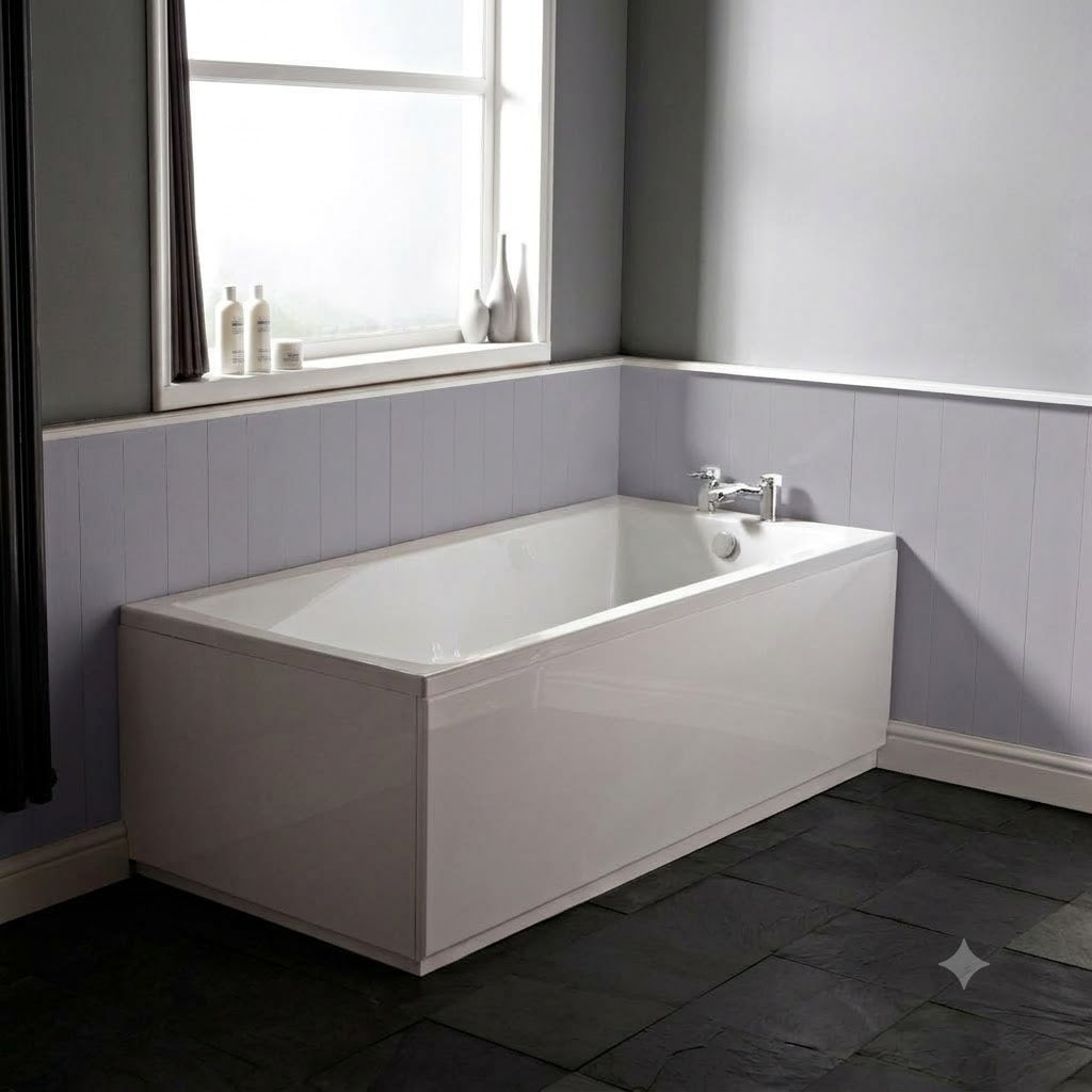 Boynton Straight Single Ended Rectangular Bath With Legs - European White
