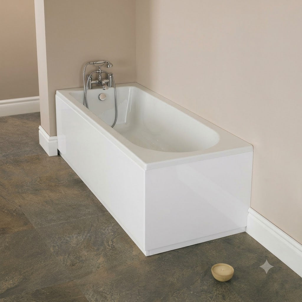 Bamby Straight Round Single Ended Rectangular Bath With Legs - White