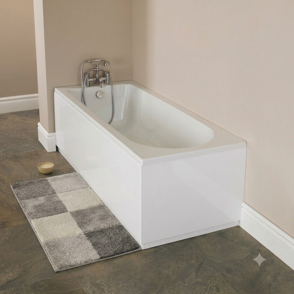 Bamby Straight Round Single Ended Rectangular Bath With Legs - White