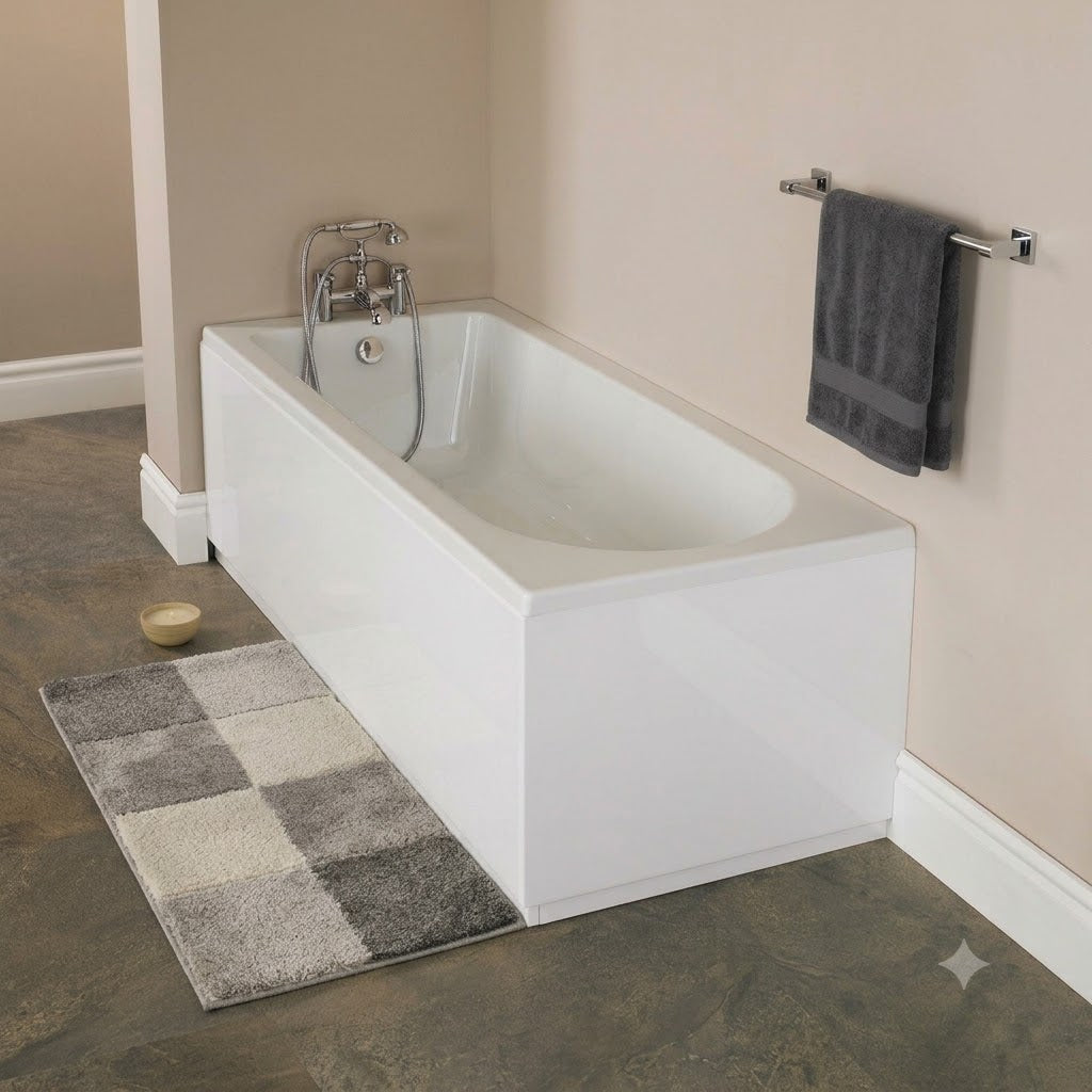 Bamby Straight Round Single Ended Rectangular Bath With Legs - White