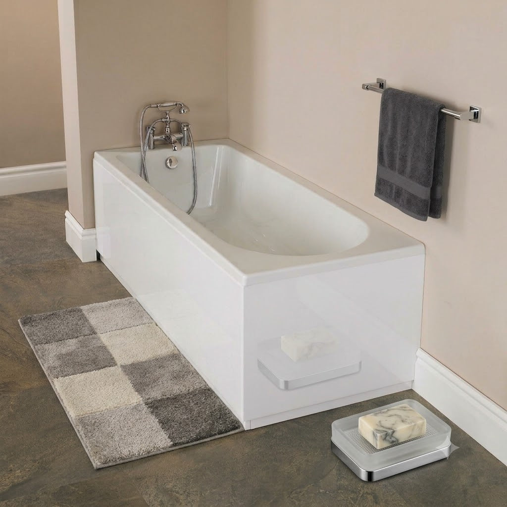 Bamby Straight Round Single Ended Rectangular Bath With Legs - White