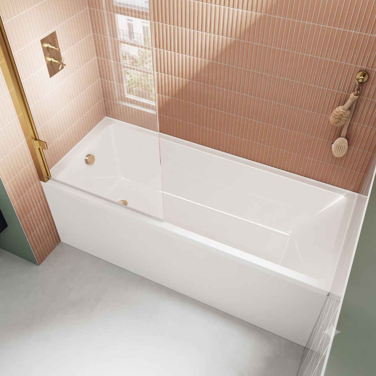 Terra Thin Edge Rectangular Single Ended Bath with Legs - White
