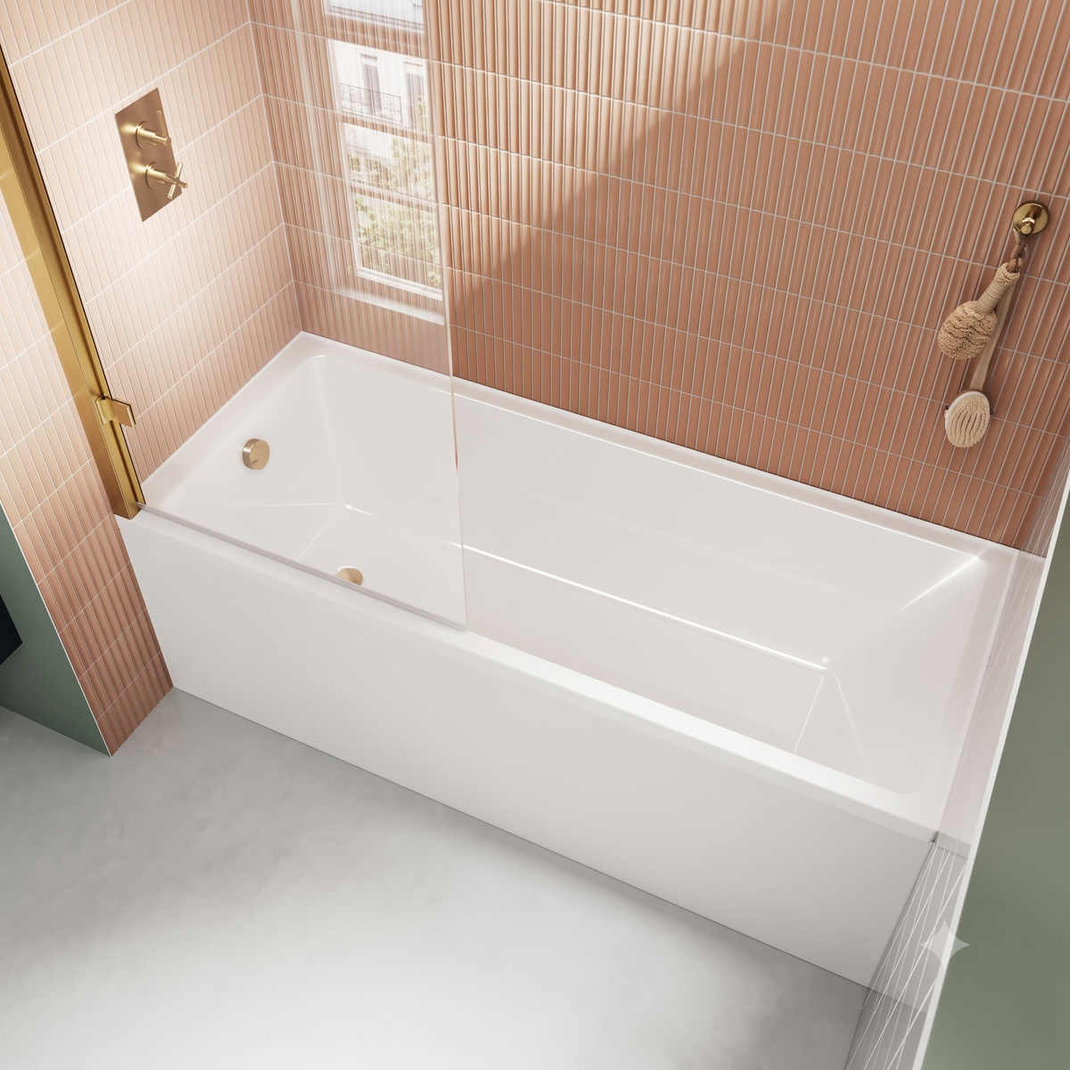 Terra Thin Edge Rectangular Single Ended Bath with Legs - White