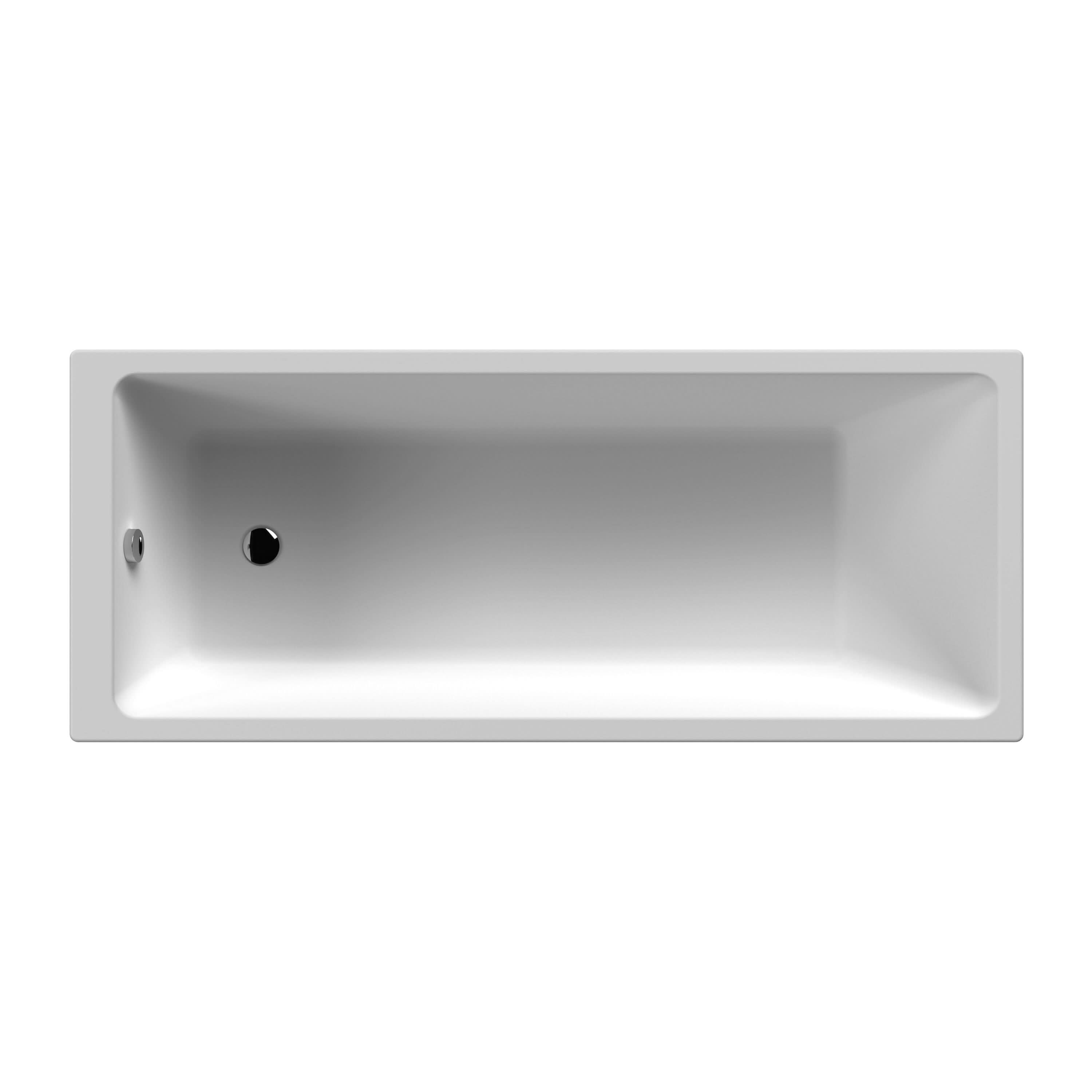 Terra Thin Edge Single Ended Square Bath With Legs - White