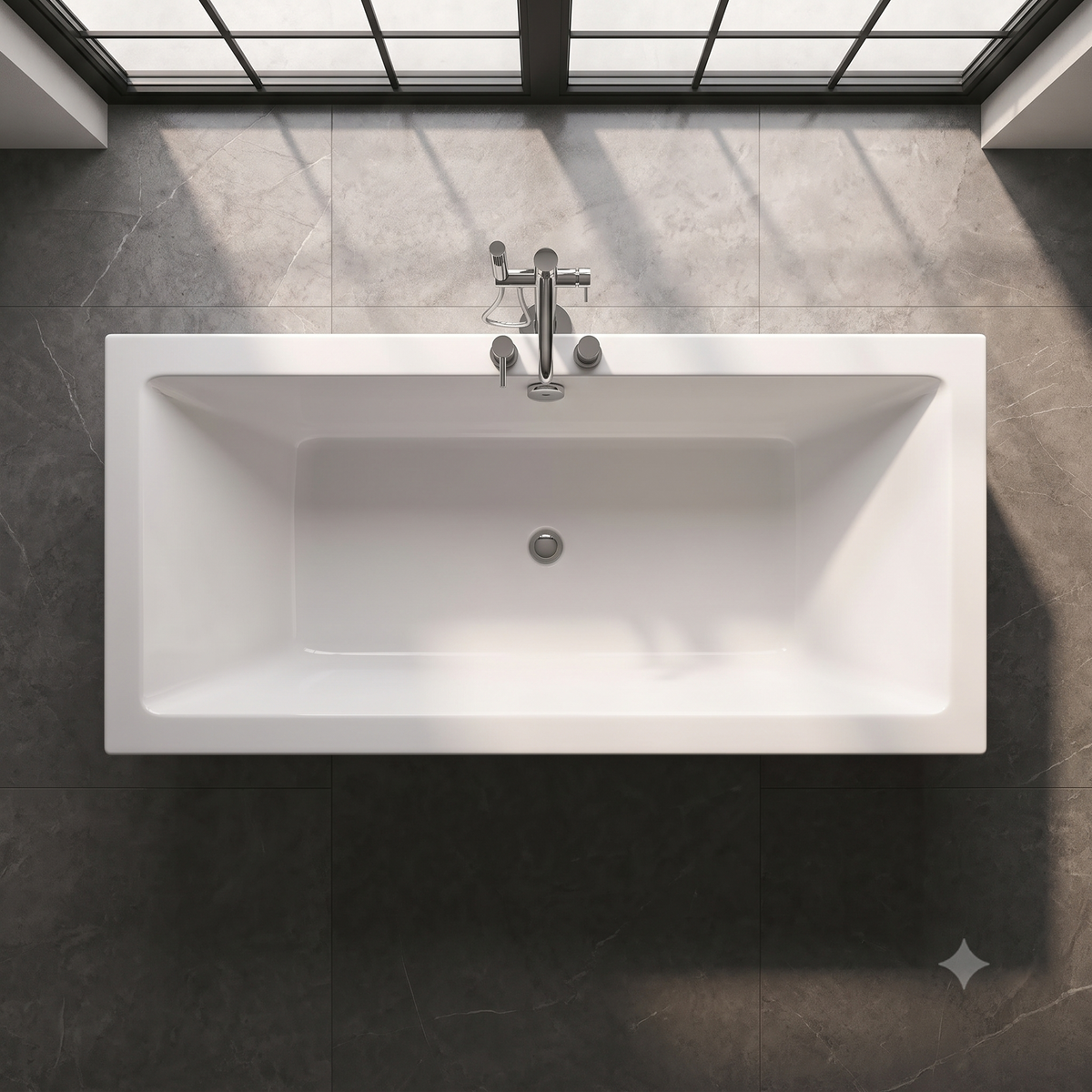 Origin Thin Edge Rectangular Double Ended Bath With Legs - White