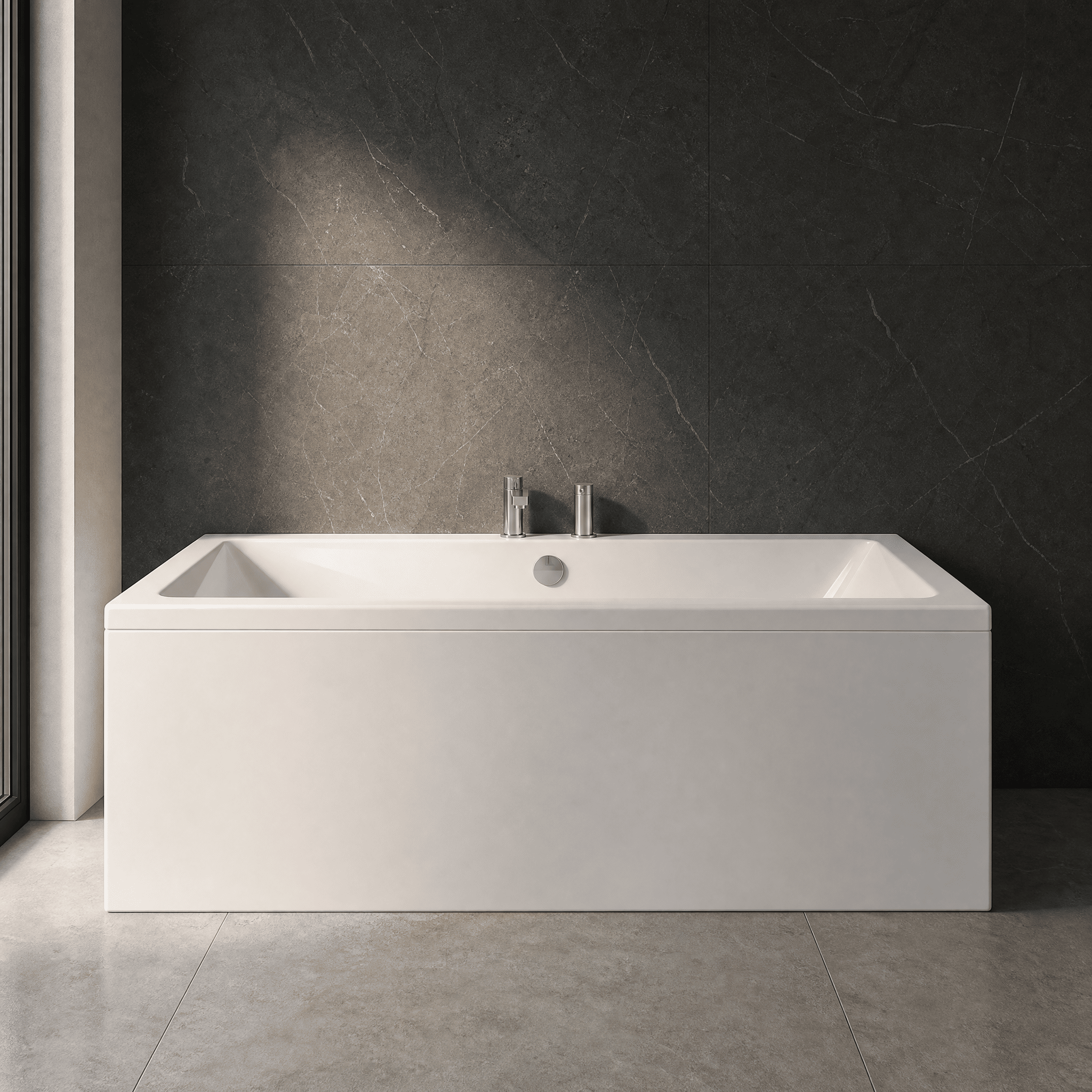 Origin Thin Edge Square Double Ended Bath With Legs - White