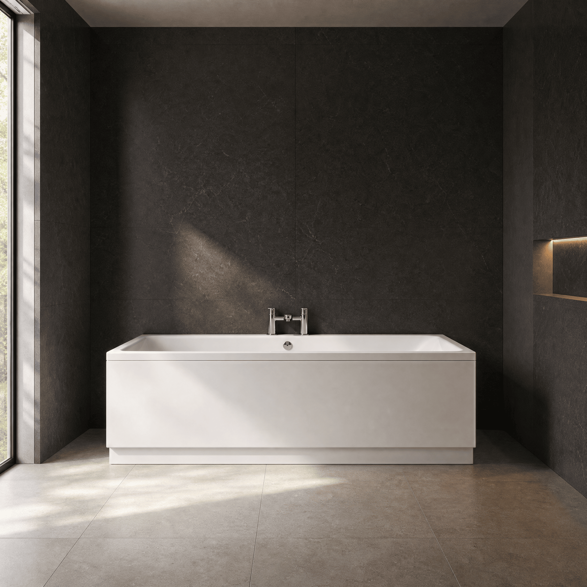 Origin Thin Edge Square Double Ended Bath With Legs - White