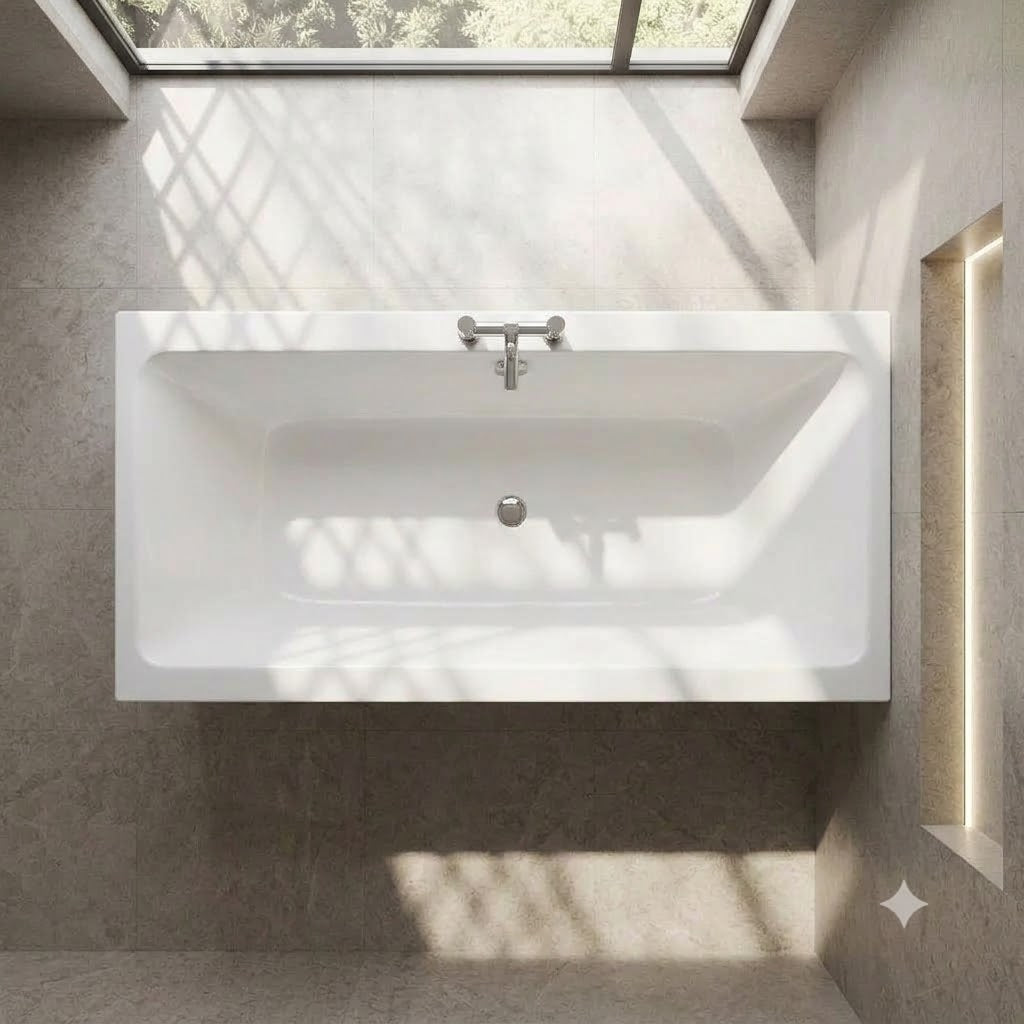 Origin Thin Edge Rectangular Double Ended Bath With Legs - White