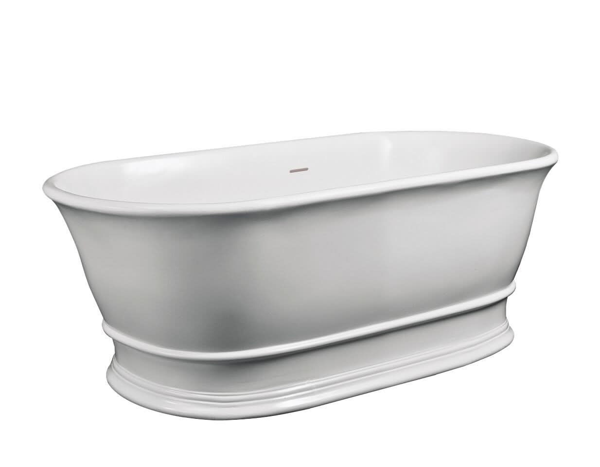 Farringdon Freestanding Bath With Push Button Waste - 1555mm x 740mm - White