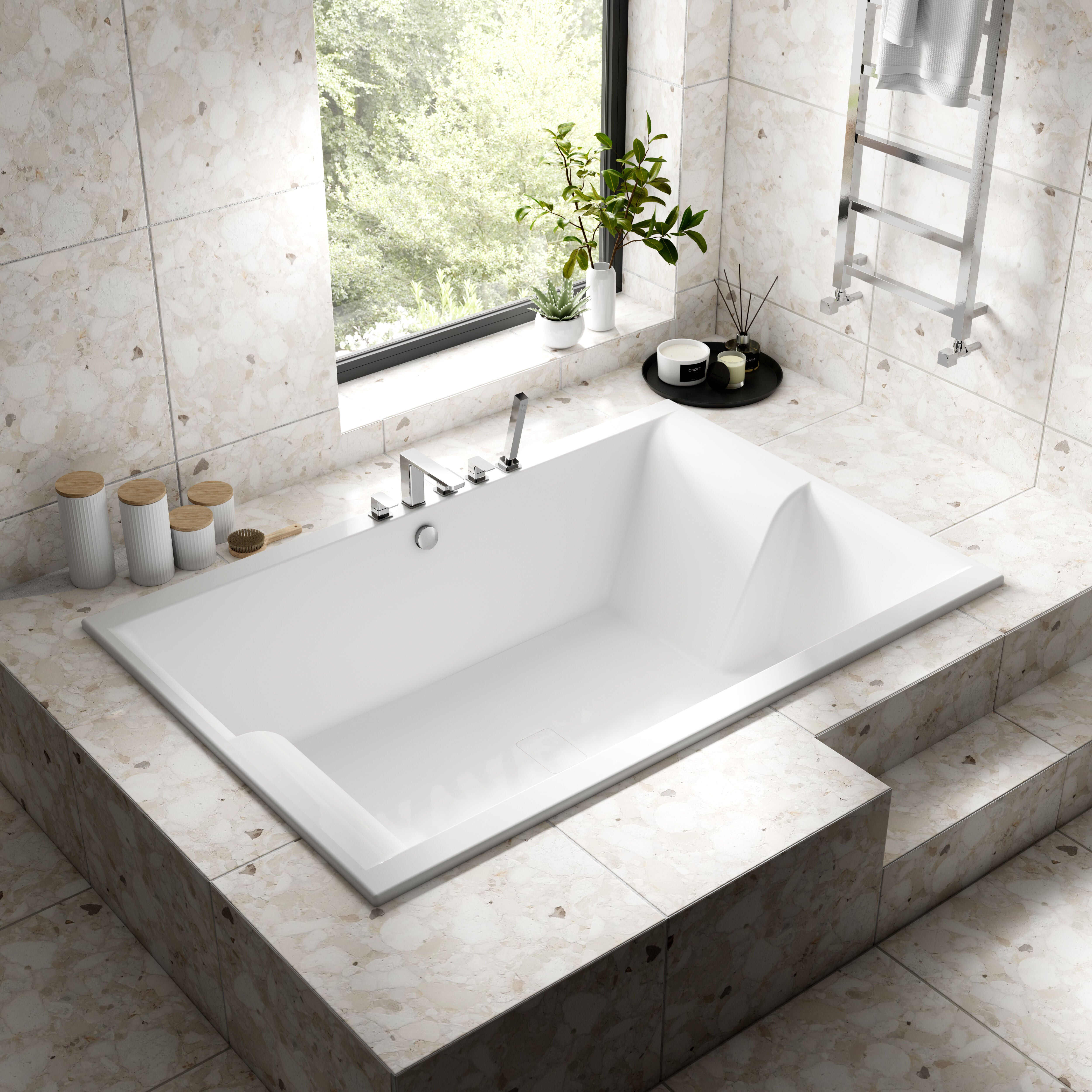 Monaco Double Ended Inset Spa Bath With Legs - 1800mm x 1200mm - Gloss White