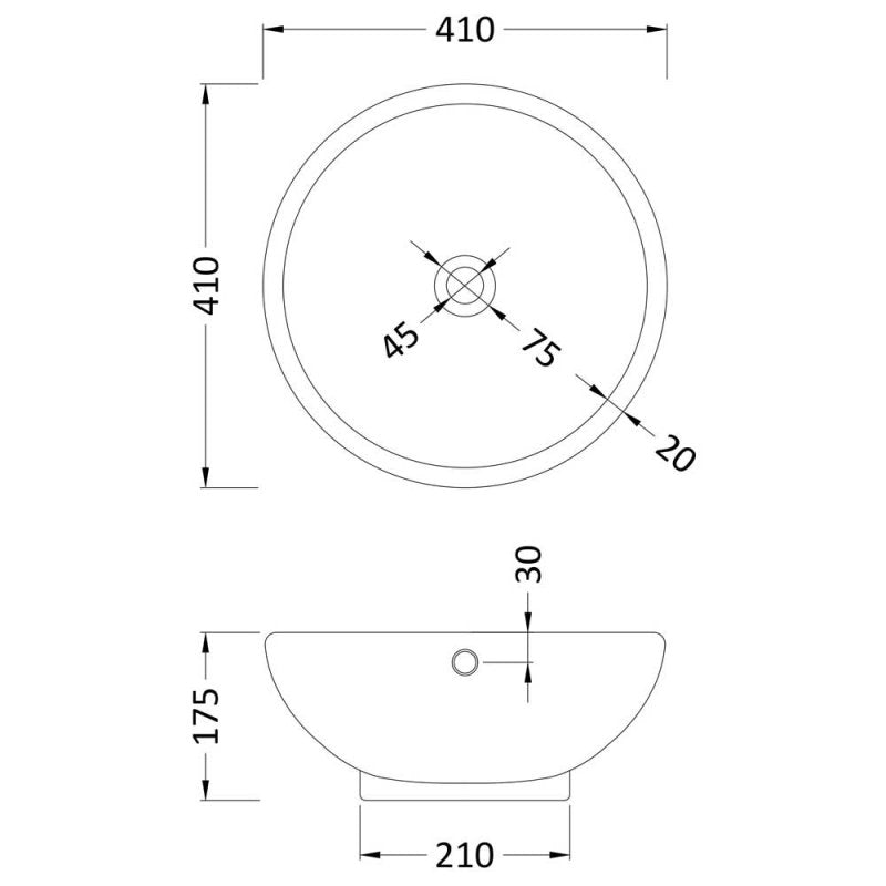 Serenity Round Countertop Basin - 410mm Wide - White