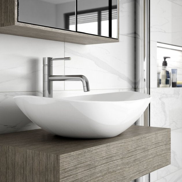 Serenity Oval Countertop Basin - 615mm Wide -  White