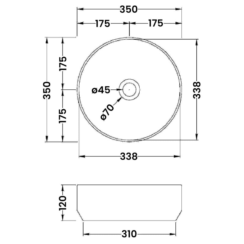 Serenity Round Countertop Basin - White