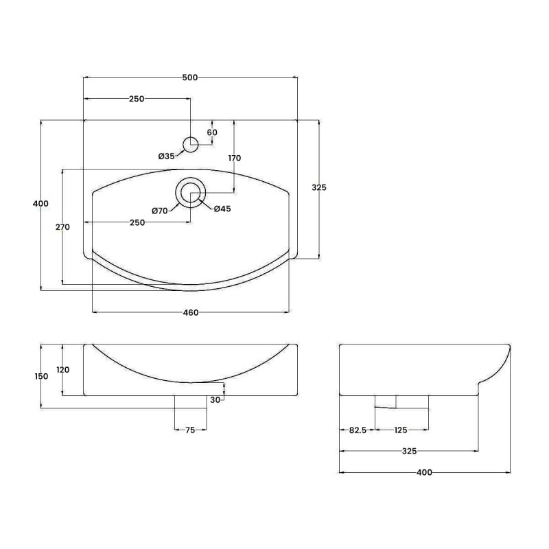 Serenity Modern Countertop Basin - 1 TH - White