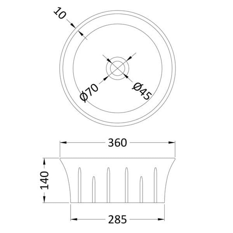 Serenity Round Countertop Basin - 360mm Wide - White